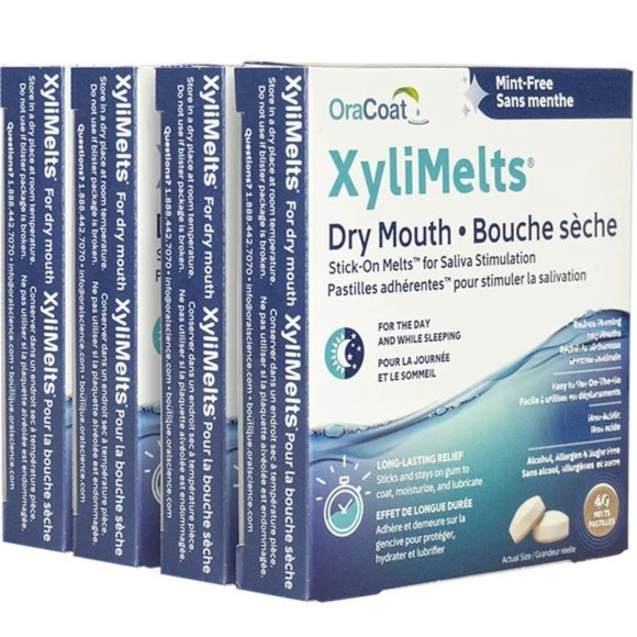 XyliMelts Pastilles pour Bouche Sèche, Sans Sucre, Xylitol, Préférence d'Ingrédients IB, Lot de 4 (40 Unités Chacun), Adulte