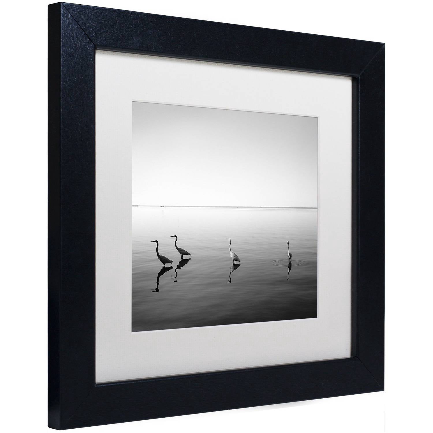 Trademark Fine Art "4 Herons" Canvas Art by Moises Levy White Matte, Black Frame