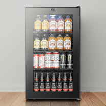 Yeego 136 Cans Beverage Cooler, Freestanding Beverage Refrigerator with Glass Door for Home/Office/Bar, Black