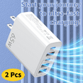 thumbnail image 3 of 65W USB C Fast Charger,4 Pcs (2 Charger Block + 2 USB-C 3.28 Ft Cable) Wall Charger Block,5 Port Power Adapter,Compatible with Various Types of Mobile Phones and Computers,White, 3 of 9