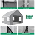 thumbnail image 5 of HOTEEL Carport 20x20 ft Heavy Duty Car Canopy with Roll-up Windows Portable Garage with Removable Sidewalls & Door, All-Season Outdoor Canopy Carport with Steel Frame, White, 5 of 6