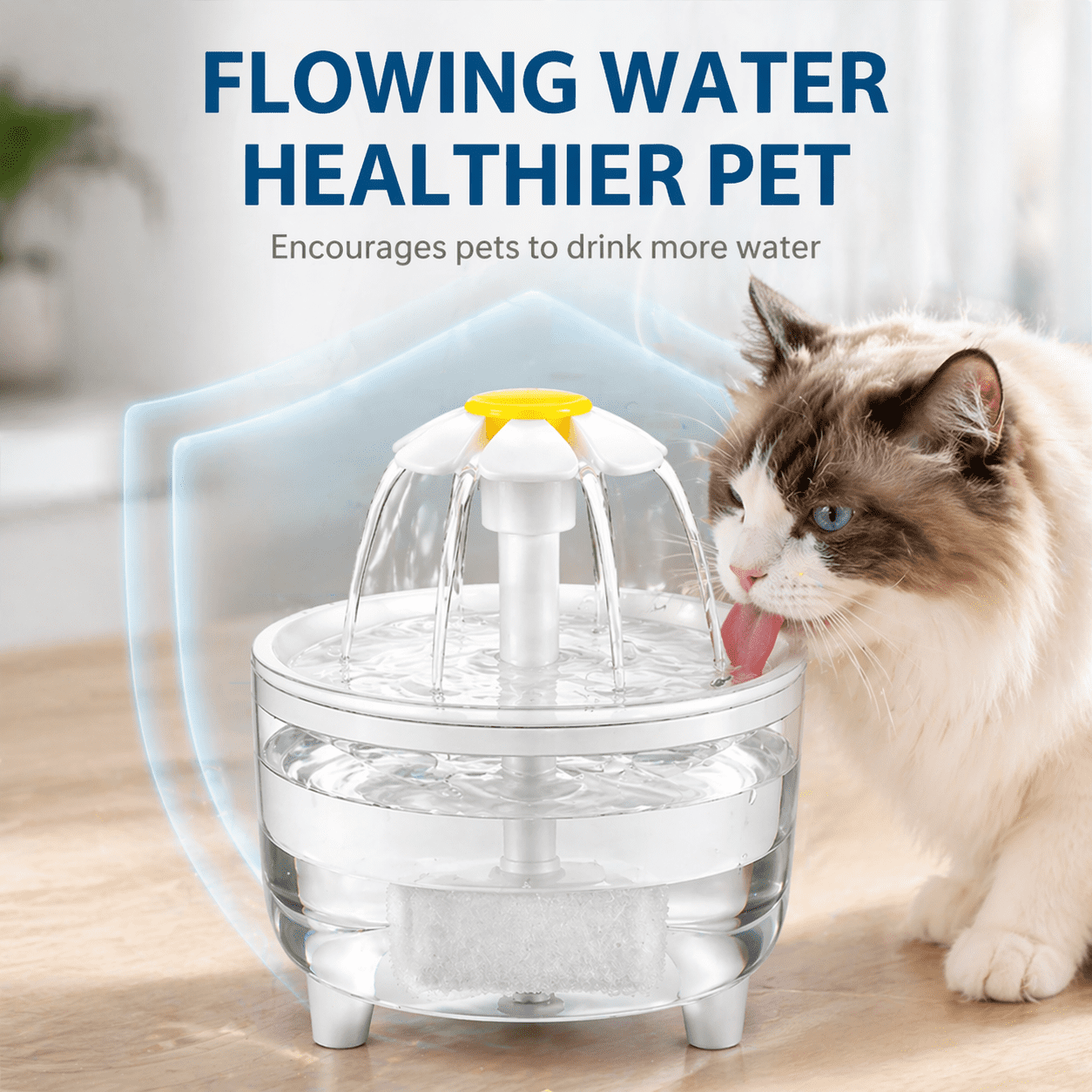 Automatic Pet Water Fountain, 2.5L Ultra-Quiet Flower Cat Water Dispenser with Triple-Filtration System, BPA-Free Fresh Flow Drinking Station for Cats and Small Dogs, White & Daisy