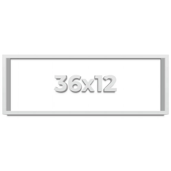 36x12 Shadow Box Frame White | 1 Inches Deep Real Wood Contemporary Shadowbox Display Frame | UV