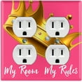 thumbnail image 1 of Metal Light Switch Plate Outlet Cover (My Room My Rules Crown Pink - Double Duplex), 1 of 2