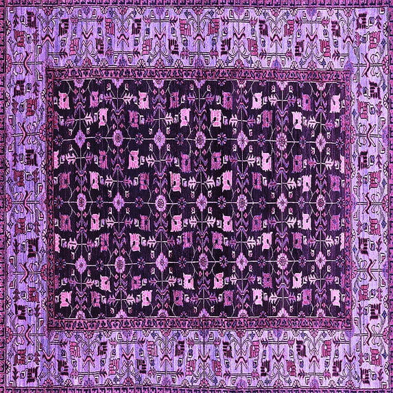 Ahgly Company Indoor Square Oriental Purple Industrial Area Rugs, 5' Square