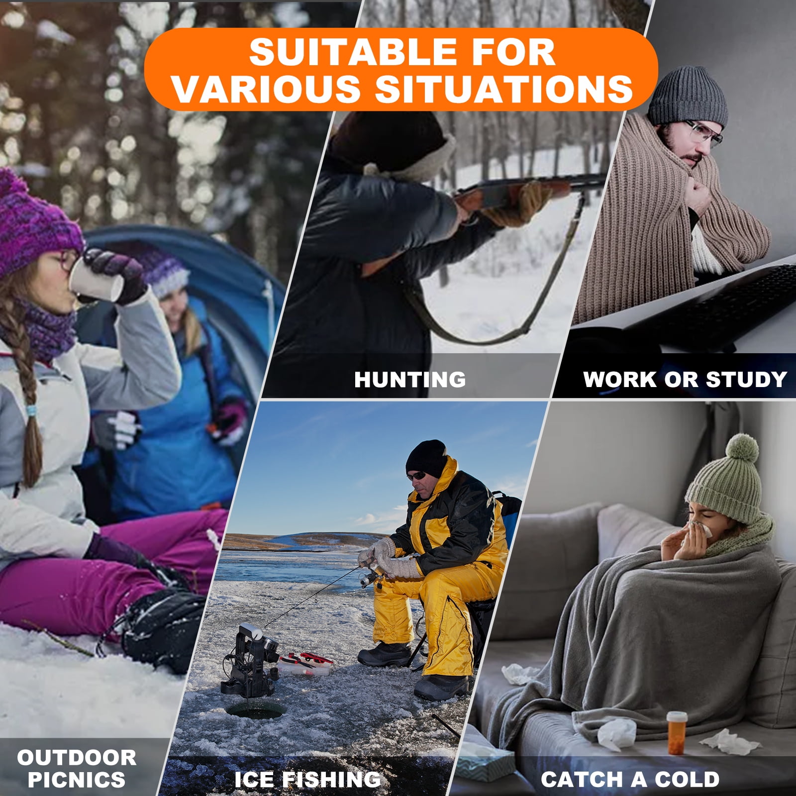 SAVIOR HEAT Heated Hand Muff, Electric Heating Hand Warmer Pouch for Winter Outdoor Hunting Camping Golf Photography(Black, 3000mAh)