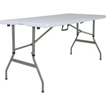 BizChair 5-Foot Height Adjustable Bi-Fold Granite White Plastic Folding Table with Handle