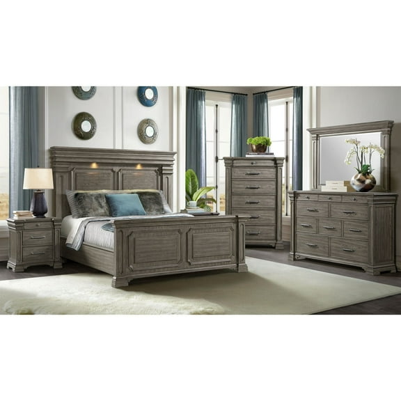 Picket House Furnishings Paterson  3-Drawer Nightstand  (Sliding Top) in Grey