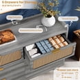 thumbnail image 6 of EastVita 6 Drawer Double Wooden Rattan Dresser for Bedroom, 47" Wide Modern Chest of Drawers Storage Cabinet for Bedroom Living Room, 6 of 6