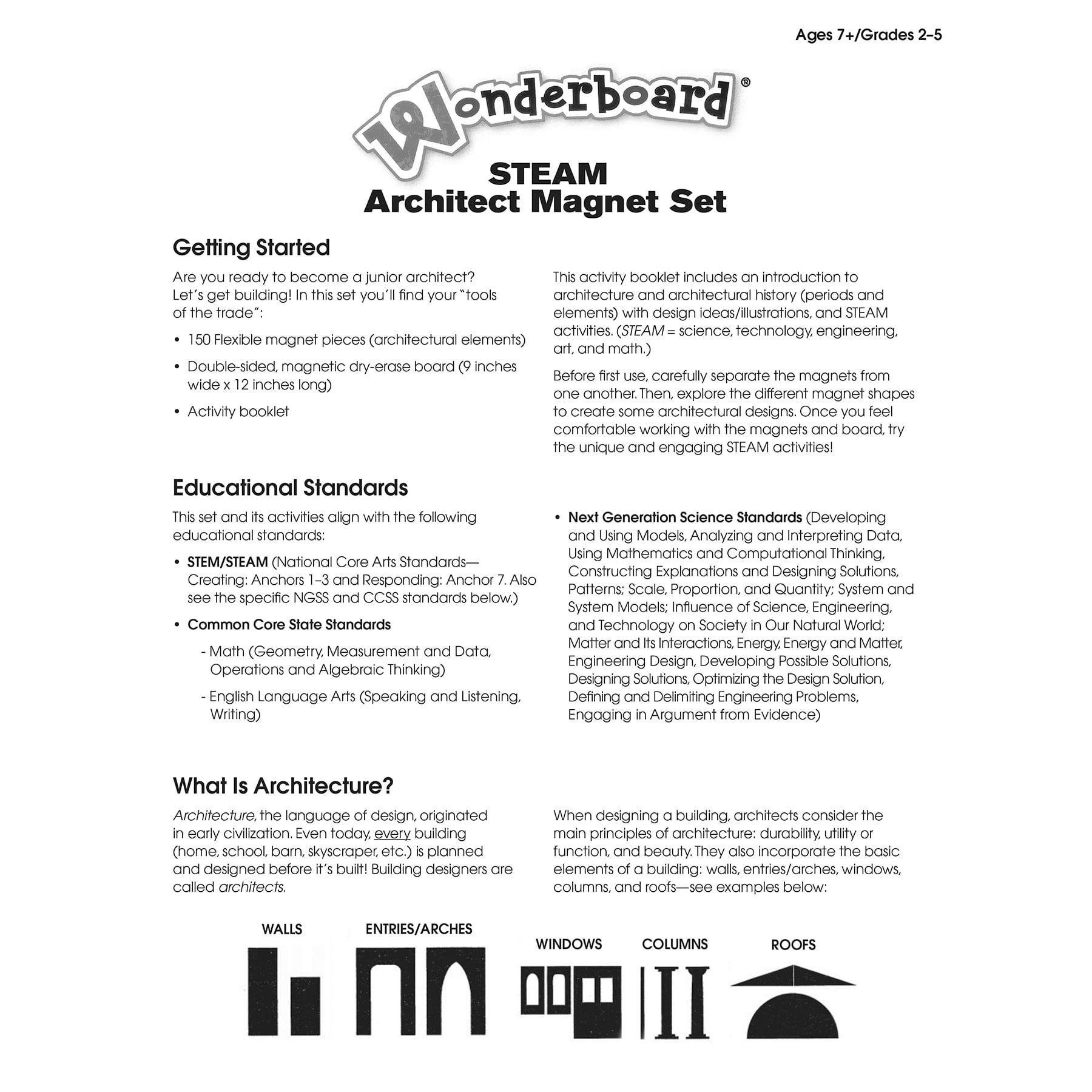 Dowling Magnets Wonderboard STEAM Architect Magnet Set