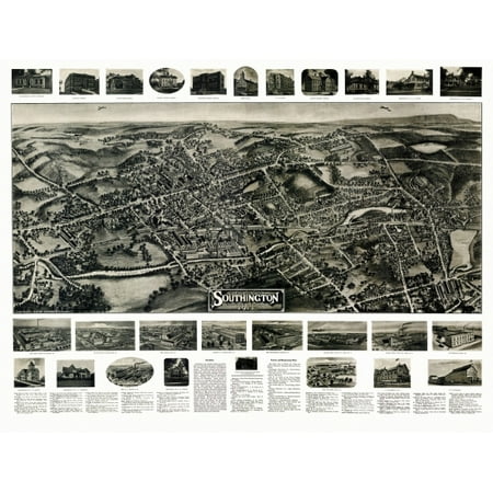 Hartford Connecticut Map - Vintage Map of Southington Connecticut 1914 Hartford County Canvas Art - (36 x 54)