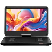 CocoBear 17.5" Portable DVD Player with 15.6" HD Swivel Screen for for Kids Elderly, 6 Hours Working Time with Built-in Battery, Dual Stereo Speakers, USB/SD/TV Sync/Multiple Disc Formats, Black