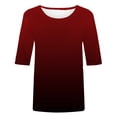 thumbnail image 4 of Dezsed 3/4 Length Sleeve Womens Tops Casual Shirts Pullover Loose T Shirts Plus Size Tunic Tops Print Blouse Wine B L, 4 of 5