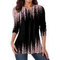 thumbnail image 1 of Gibobby Blusa Mujer Camisa de manga larga interior retro simple estampada con cuello en V superior para mujer（Rosa， XXL), 1 of 4