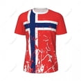 thumbnail image 3 of Exclusive design Norway Flag Grain 3D Printed Men For Running Bike Soccer Tennis Fitness Sports tshirt Mesh Fans Short T-shirt, 3 of 16