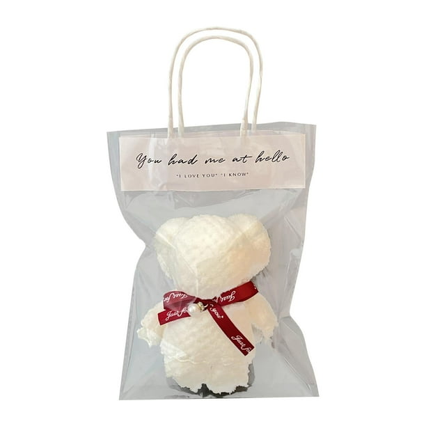 Toalla con forma de oso, toalla de baño, toalla de ducha suave, toalla absorbente para platos Bolsas de cinta blanca