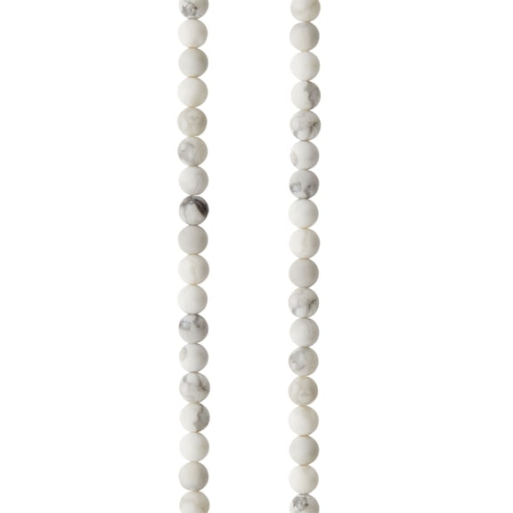Bead Landing White & Gray Matte Howlite Round Beads, 4mm, 12 Pack