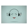 thumbnail image 3 of Music Cutting Board, Young Lady Listening to Music Earphones Smiling Close Eyed Girl Enjoy Melody Theme, Decorative Tempered Glass Cutting and Serving Board, Small Size, Black White, by Ambesonne, 3 of 5