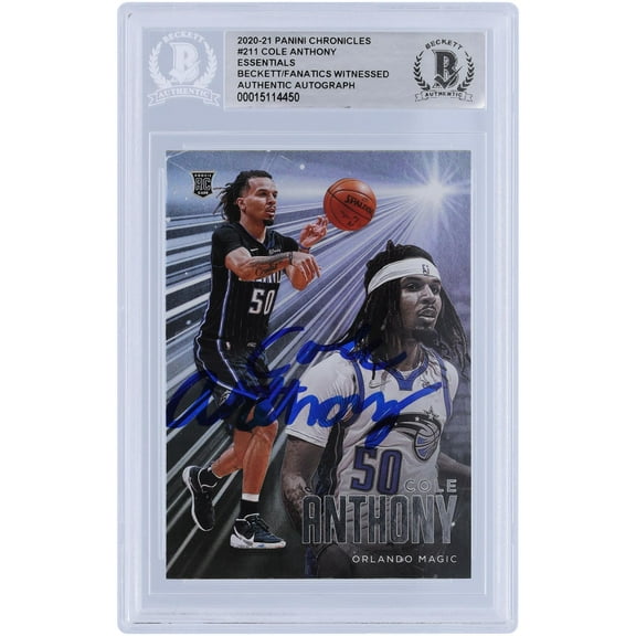 Cole Anthony Orlando Magic Autographed 2020-21 Panini Chronicles Essentials #211 Beckett Fanatics Witnessed Authenticated Rookie Card - Fanatics Authentic Certified