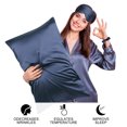 thumbnail image 3 of PiccoCasa Set of 2 Queen Satin Pillowcase Durable&Soft Zippered Navy Blue, 3 of 7