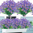 thumbnail image 1 of Xiao Hua Margaritas artificiales para exterior, 8 manojos resistentes a los rayos UV, arbustos de plástico para decoración interior y exterior (morado), 1 of 5