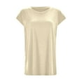 thumbnail image 4 of MIXUE Womens Summer Tops Solid Color Round Neck Short Sleeve Loose Casual Shirts For Women T-shirts Streetwear,White,XXL, 4 of 4
