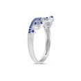 thumbnail image 4 of AFFY Round Cut Simulated Blue Sapphire Princess Crown Ring In 14k White Gold Over Sterling Silver Ring Size-6, 4 of 6