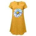 thumbnail image 4 of Edvintorg Dresses for Women Plus Size Fashion Sunflower Printed V-Neck Short Sleeve Cotton And Linen Dress Summer Casual Beach Dresses for Women, 4 of 6