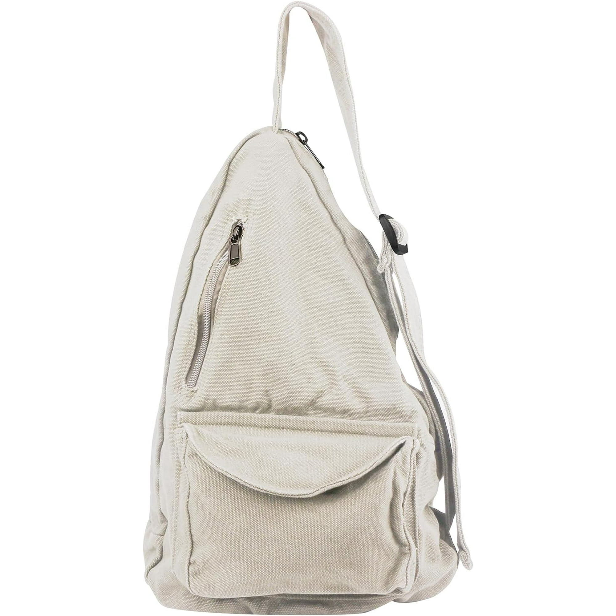 Canvas Sling Crossbody Bag for Women Men Daypack Sling Bags Travel Casual Hiking Small Chest Shoulder Purse Bag Outdoor 470 White