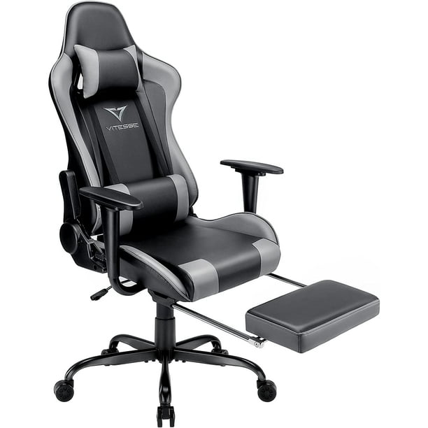 social Month Continuous Vitesse Gaming Chair with Footrest, 2022 Ergonomic Computer gamer  Chair,High Back Racing Style game Chair, Headrest and Lumbar Support PU  Leather Adjustable Swivel PC Chair Desk Chair - Walmart.com