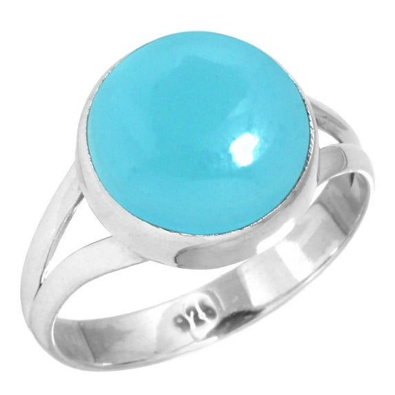 925 Silver Ring For Women - Men Blue Chalcedony Stone Silver Ring Size 9 Costume Silver Ring Size 9 Gift For Girl Friend On Valentine's Day 925 Gemstone Silver Jewelry