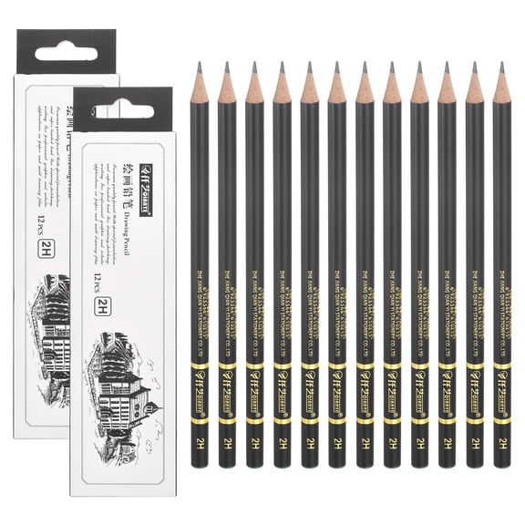Uxcell 2H Sketch Pencils for Drawing, 24Pcs Professional Art Drawing Pencils Graphite Wood Art Supplies Break-Resistant for Artists Beginners Shading Sketching Doodling, Green