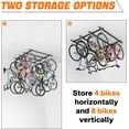 thumbnail image 2 of Ceiling Bike Rack for Garage, Ceiling-Mounted Bicycle Storage Hooks for 4 Bikes (Horizontal) or 8 Bikes (Vertical), Adjustable Overhead Bicycle Hooks for Mountain, Road, and Kids' Bike, 2 of 8