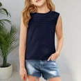 thumbnail image 2 of HUITKMM Girls Shirts Girls Solid Sleeveless Crewneck Vest T Shirts Tops Tee Clothes for Children, 2 of 5