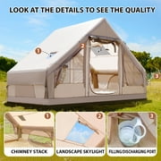4-6 People for Camping Inflatable Tent, Glamping Tent with Stove Jack , 4 Seasons available Waterproof Blow Up Tent