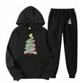 thumbnail image 2 of BiZtdJrK Two Piece Outfits for Women Sweatsuits Christmas Tree Print Long Sleeve Pullover Hoodies Matching Drawstring Sweatpants Jogger Sets Daily Sales Black S, 2 of 3