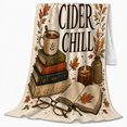 thumbnail image 2 of Pages Cider Chill Quote with Books Mug Candle Glasses Moon and Fall Leaves, Cozy Reading Style for Book Fans, Autumn Library Motif and Thanksgiving Gift, Cozy Flannel Blanket, Home Decor, 2 of 9