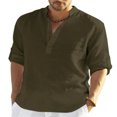thumbnail image 2 of Nueva blusa casual de algodón y lino para hombre, blusa holgada larga, 2 of 7