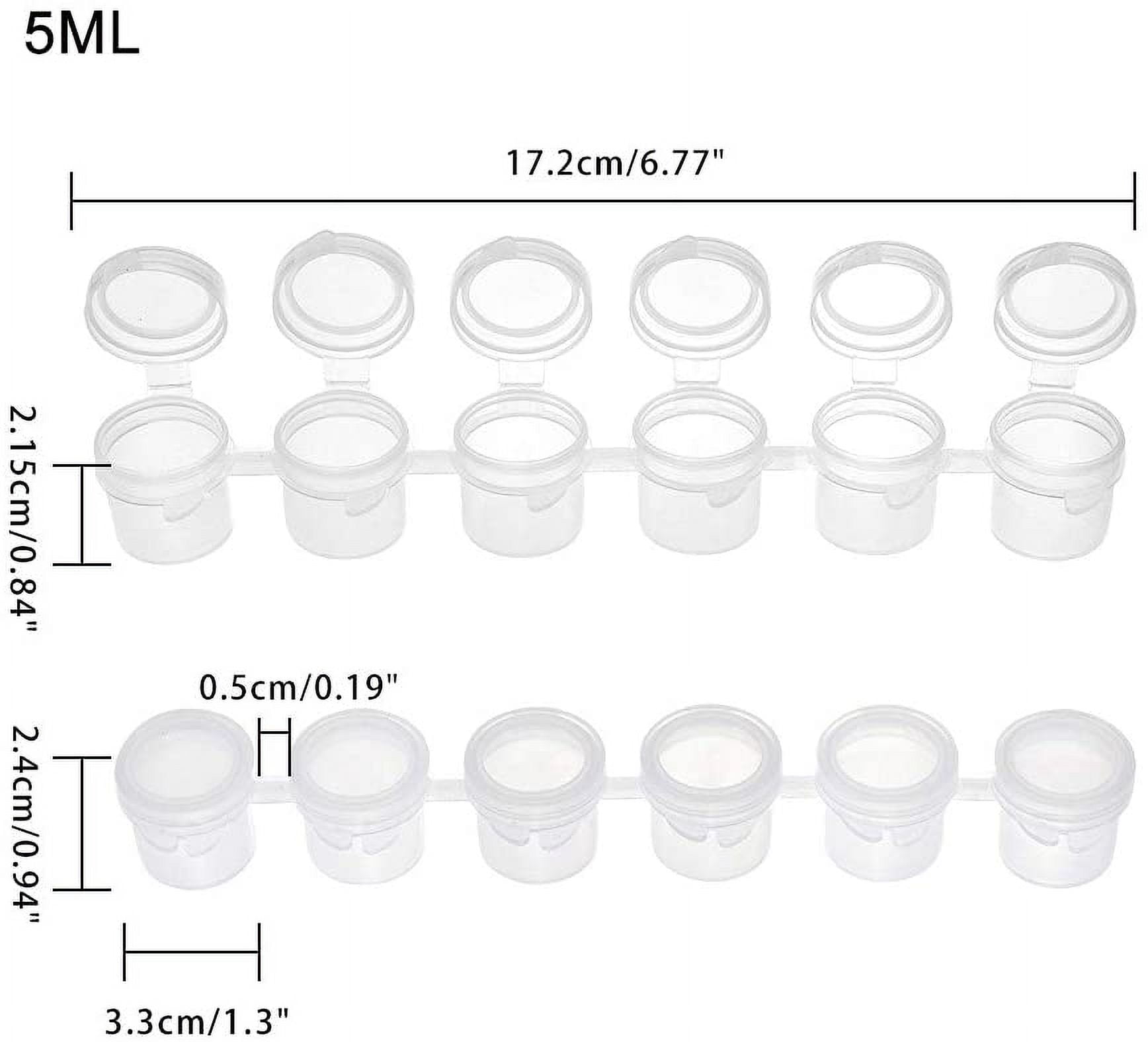 Plastic Paint Pots Strips 5ml 6 Pots Mini Empty Paint Cups with Lids for Arts Crafts Watercolor Pigment Clear 17.2x3.3x2.15cm for DIY