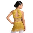 thumbnail image 2 of inlzdz Fringe Latin Dance Dress for Girls Sparkly Sequin Tassel Stage Outfit Chacha Rumba Jazz Ballet Leotards Yellow 6, 2 of 6