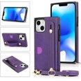 thumbnail image 5 of for iPhone 15 Case with Card Holder for Women, Phone Case Crossbody with Wrist Strap & Removable Adjustable Shoulder Lanyard Cover for iPhone 15 KB Purple, 5 of 18
