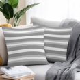 thumbnail image 2 of Grey White Ombre Stripe Throw Pillow Covers 24x24 Inch Set of 2, Farmhouse Modern Art Striped Waterproof Outdoor Pillow Covers, Decorative Cushion Pillowcases for Couch, Sofa, Bed, Garden, Patio, 2 of 9