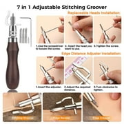 Leather Crafting Tools Kit, 57pcs Leather Working Tools Set with Groover Awl Waxed Thread Thimble Kit for Leather Making Projects Wallet Belt Shoe Cloth Sewing and Repairing
