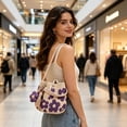 thumbnail image 3 of Boho Crochet Crossbody Bag with Detachable Flower - Handmade Crochet Shoulder Purse - Casual Mini Shoulder Purse - Stylish Handbag for Women Daily Use Holiday Gift(Purple), 3 of 7