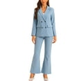 thumbnail image 1 of INSPIRAR CHIC Conjunto de Trabajo de 2 Piezas para Mujeres, Blazer Doble Botonadura y Pantalones Formales XS Gris Azul, 1 of 6