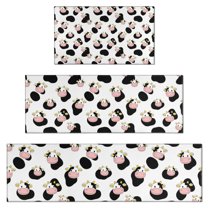 White Cow Black Spot Pattern Kitchen Rugs Sets Of 3,Kitchen Runner Rugs Non Skid Washable,Decorative Kitchen Floor Mats for Kitchen,Sink,Laundry,17"x30"  17"x47"   17"x59"