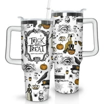 Halloween Tumbler 40oz Stainless Steel Insulated Cup with Handle & Straw - Vintage Gothic Style Witchy Gifts for Women & Girls
