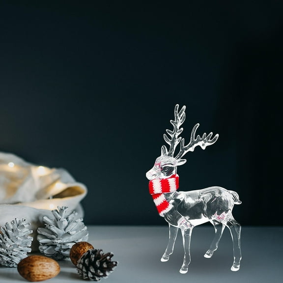 ELAYARD 2PCS Christmas Elk Decorations Tabletop Reindeer Figurines with Light Reflection for Indoor and Outdoor Holiday Decor