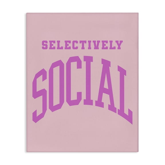 Stupell Industries Modern Pink Selectively Social Phrase Canvas Art, 16 x 20, by House of Lulu