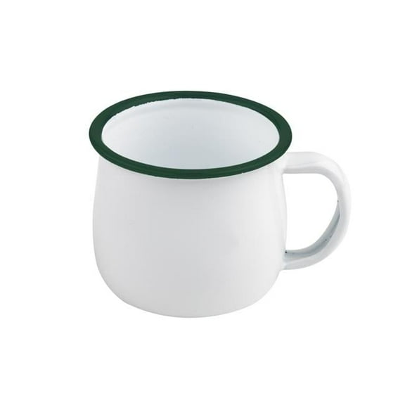 3.1 x 2.4 in. 5 oz Rim Enamel Mug, White with Green - 12 Piece
